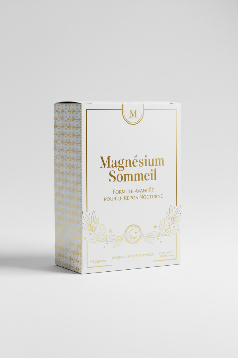 Boîte complément magnésium sommeil blanc et or