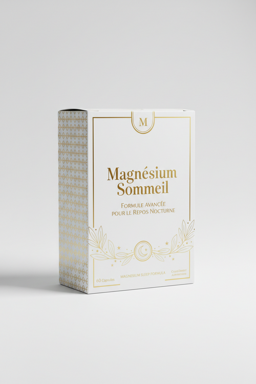 Boîte complément magnésium sommeil blanc et or
